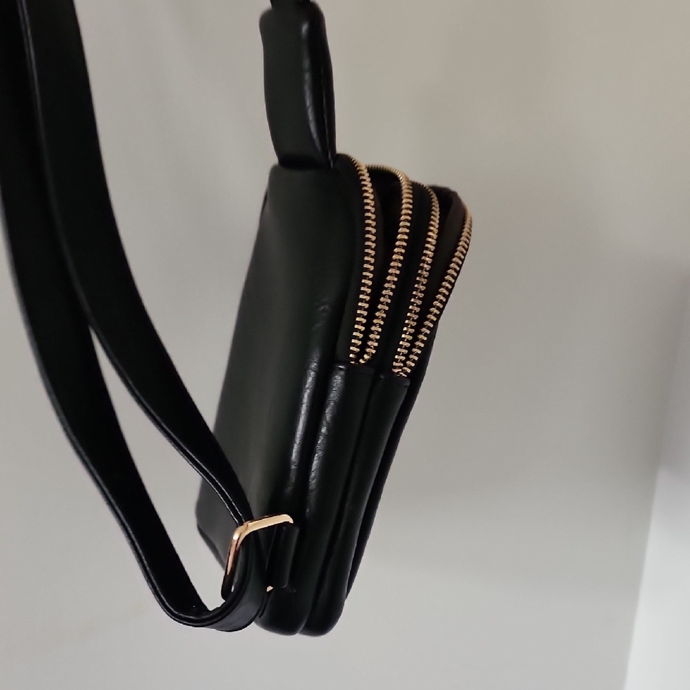 Black Crossbody Bag with Gold Accents - Picture 4 of 5